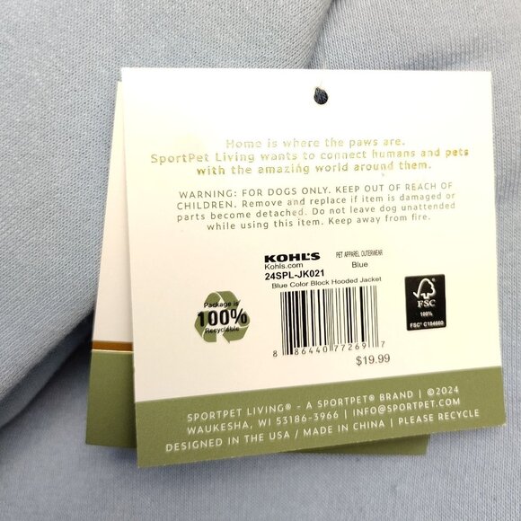 SportPet Dog Large Dual-Color Blue Pet Hoodie Jacket - Picture 4 of 7